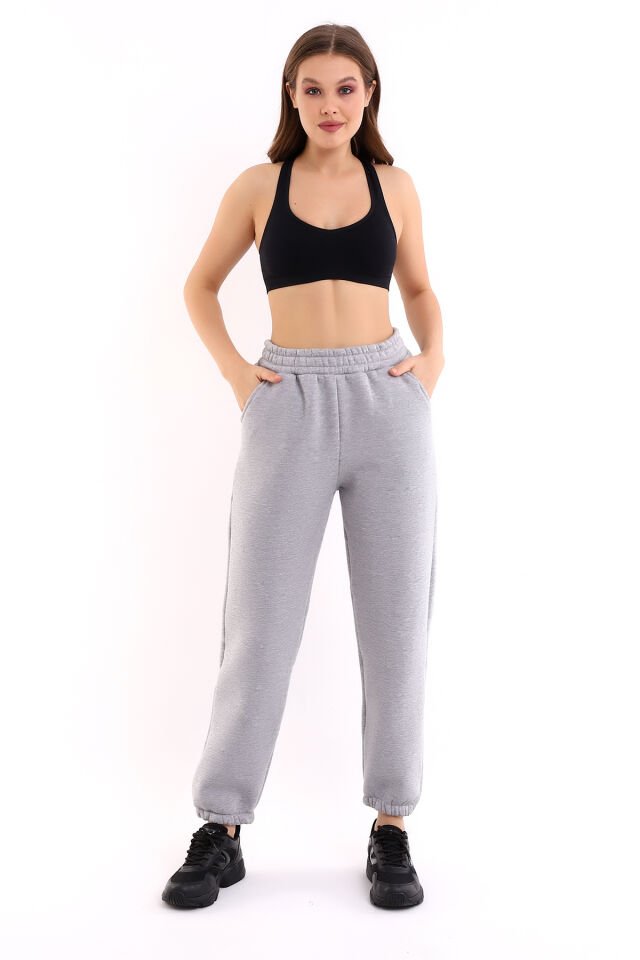 JOGGER 3 İPLİK EŞOFMAN ALTI İÇİ ŞARDONLU KALIN KUMAŞ XL - GRİ